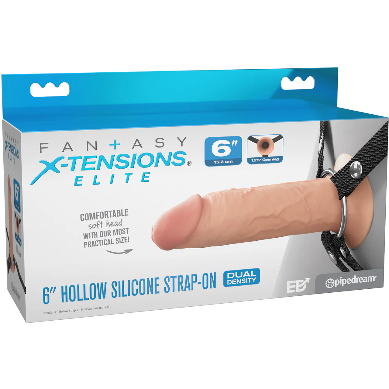 Fantasy X-tensions Elite 6" Hollow Silicone Strap-On Dual Density Dildo & Harness Kit - Vanilla - Image 8