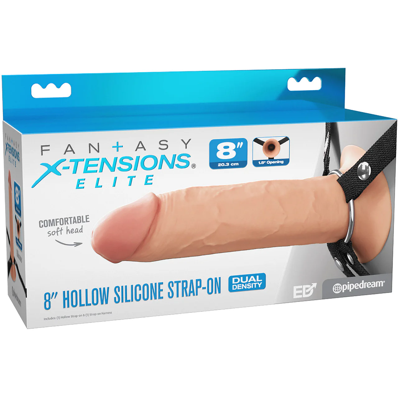 Fantasy X-tensions Elite 8" Hollow Silicone Strap-On Dual Density Dildo & Harness Kit - Vanilla - Image 8