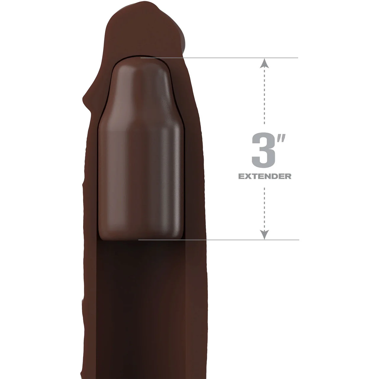 Fantasy X-tensions Elite Silicone 7" Penis Extension With Ball Strap & 3" Removable Extender  - Chocolate - Image 2