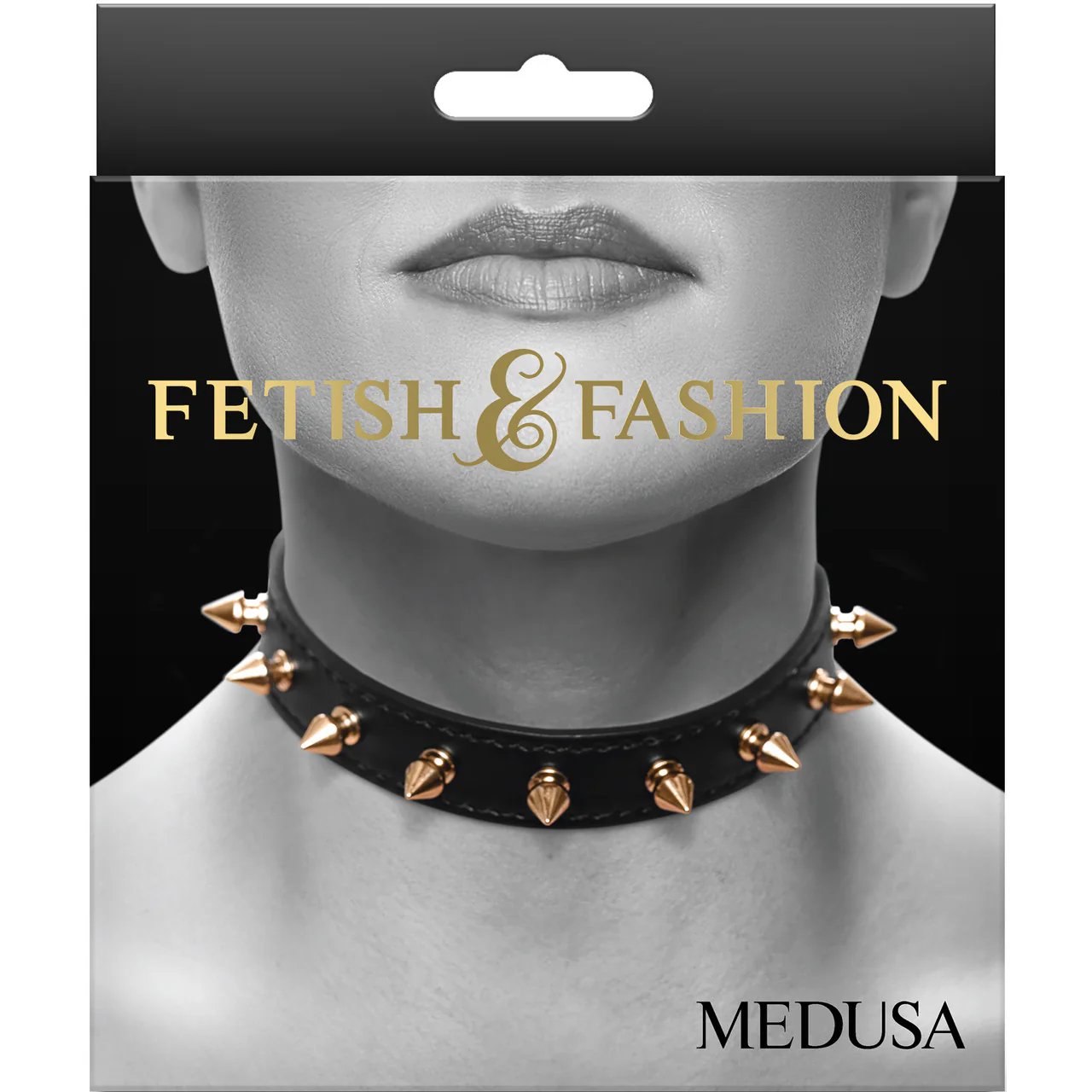 Fetish & Fashion Medusa Spiked Collar By NS Novelties - Black & Gold - Image 3