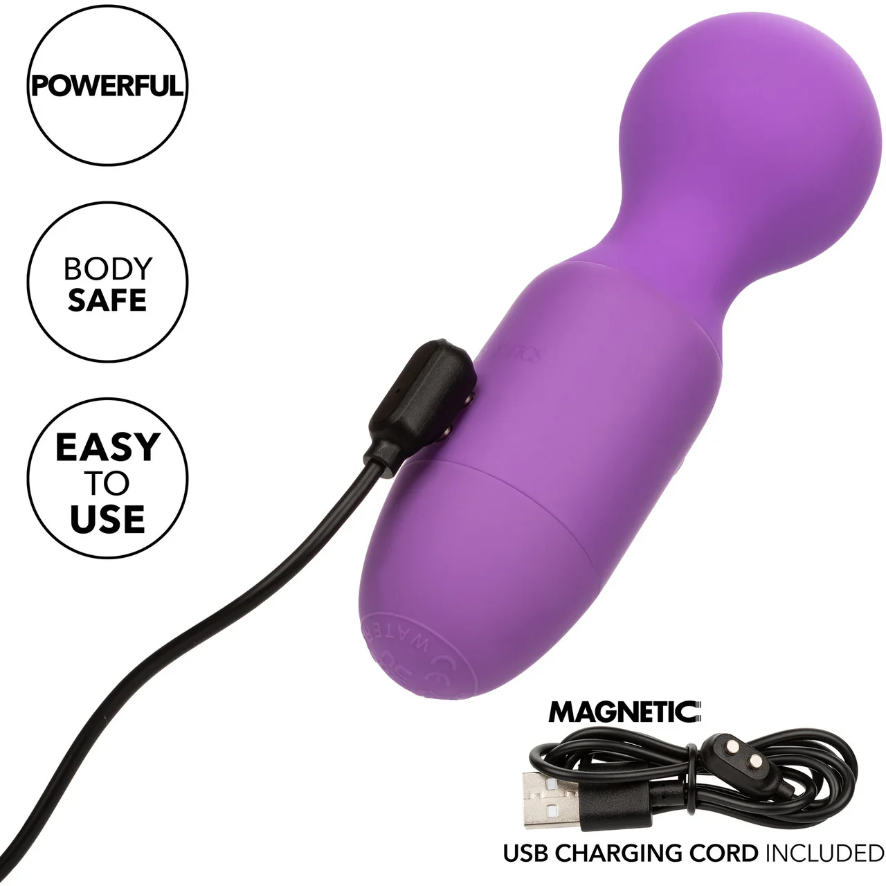 First Time® Rechargeable Massager Waterproof Silicone Mini Wand Vibrator By CalExotics - Purple - Image 7