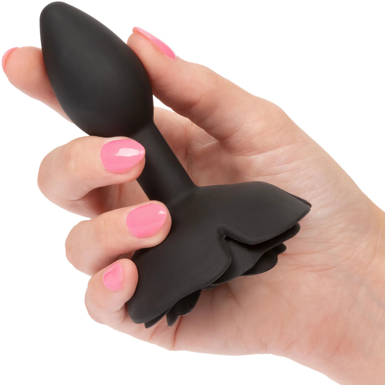 Forbidden Small Rose Silicone Butt Plug By CalExotics - Black - Image 2