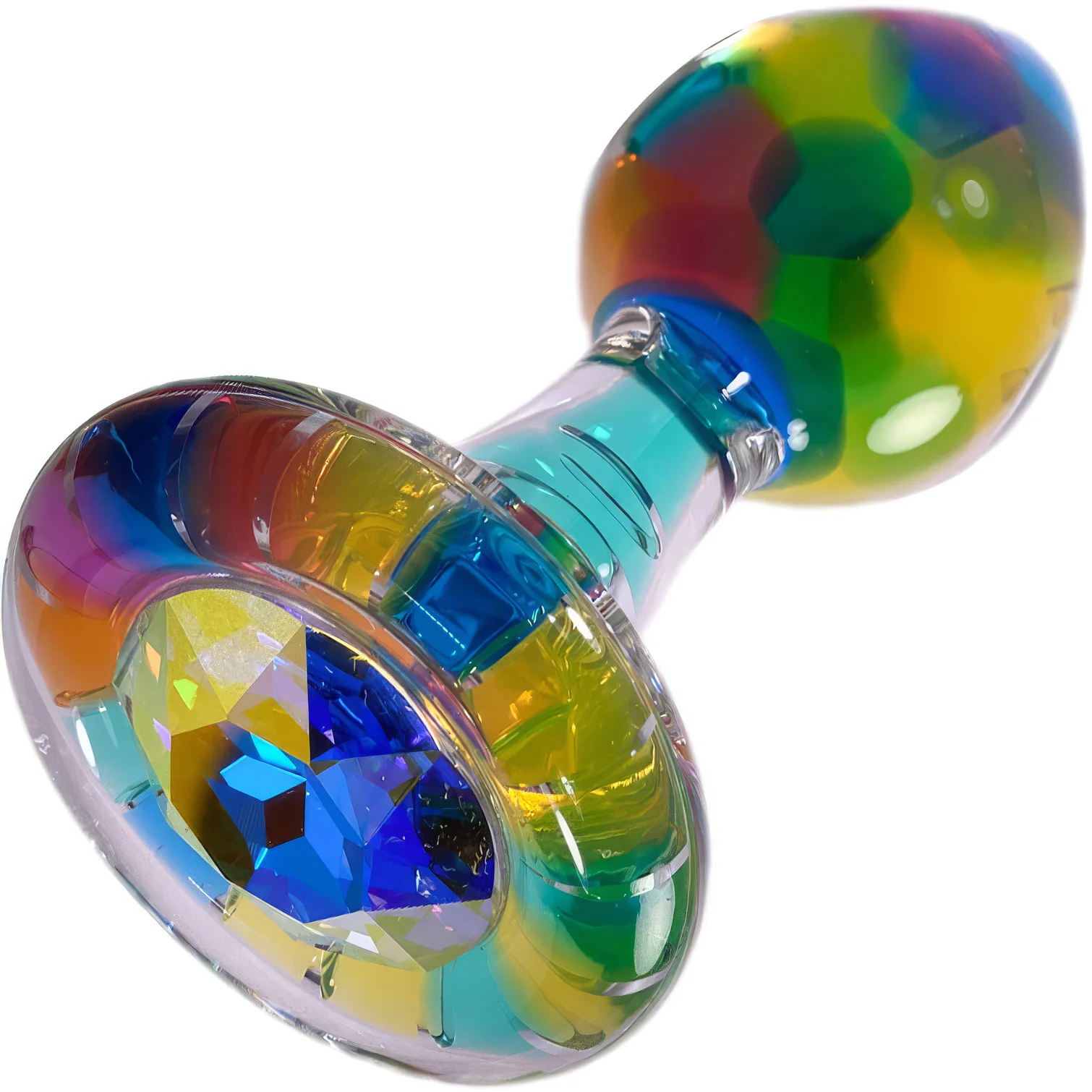 Funfetti Glass Butt Plug With Aurora Borealis Crystal Base By Crystal Delights