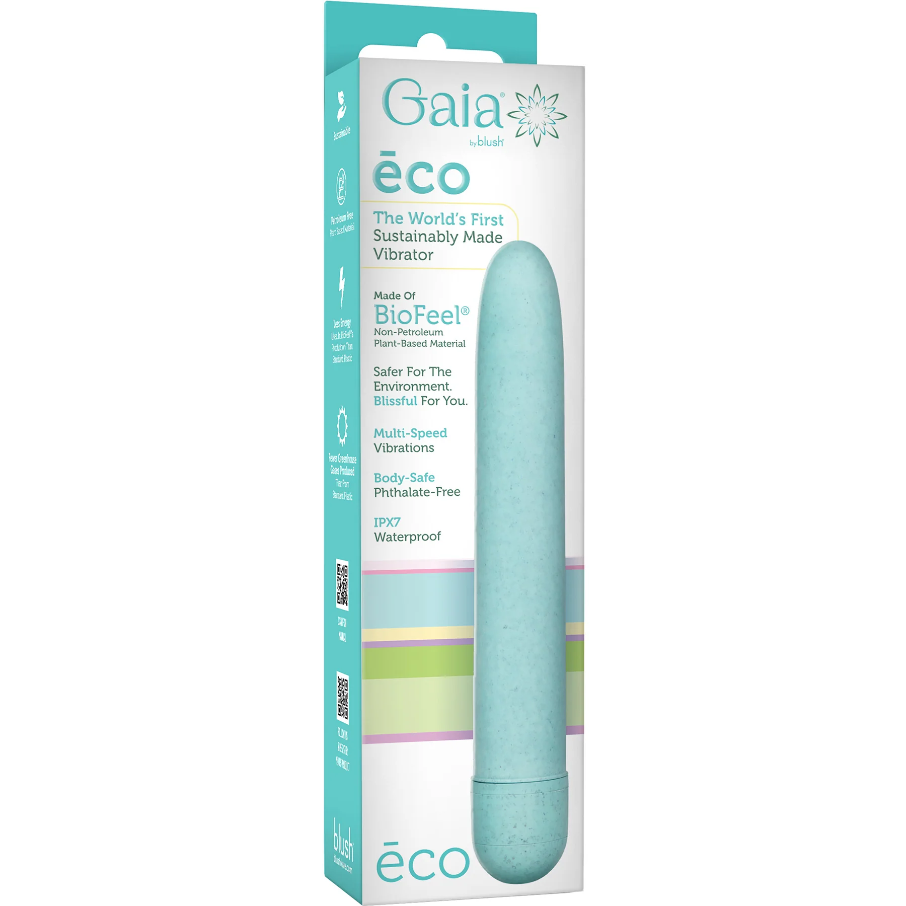 Gaia Eco Biodegradable & Recyclable Vibrator By Blush Novelties - Aqua - Image 6