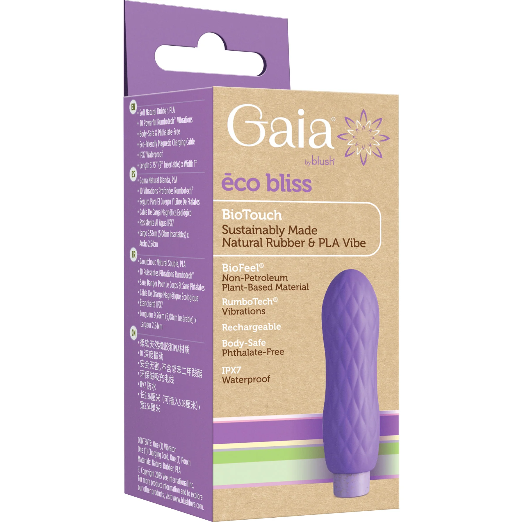 Gaia Eco Bliss Rechargeable Waterproof Plant Based Clitoral Vibrator By Blush - Lilac - Image 6