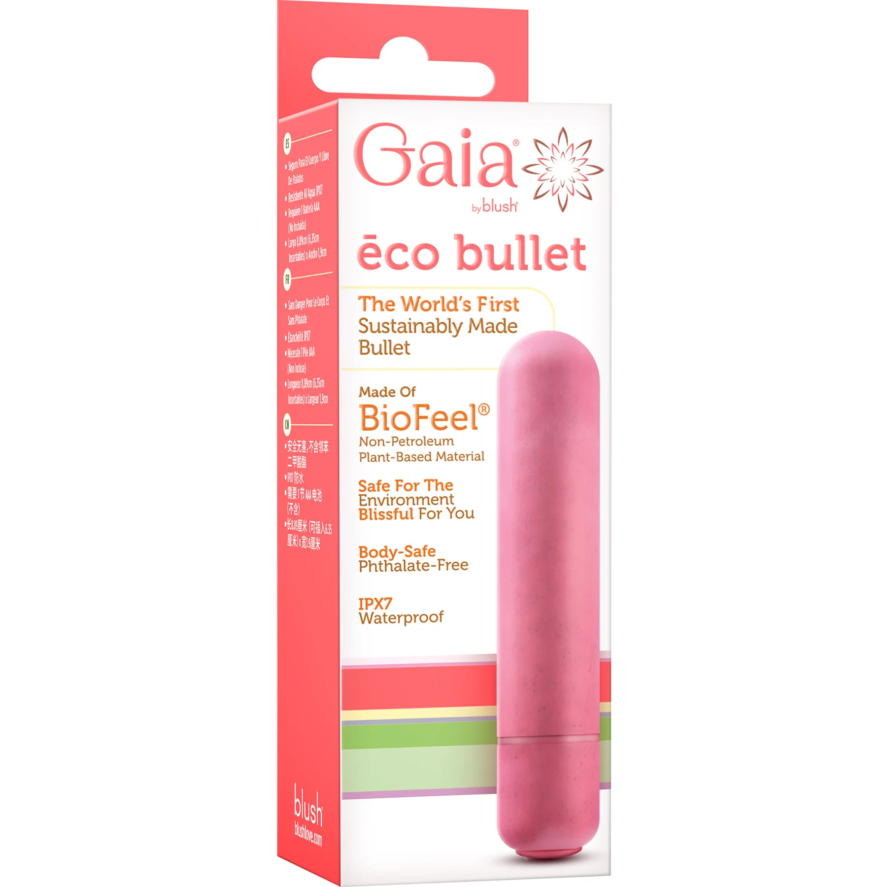 Gaia Eco Bullet Biodegradable & Recyclable Mini Vibrator By Blush Novelties - Coral - Image 7