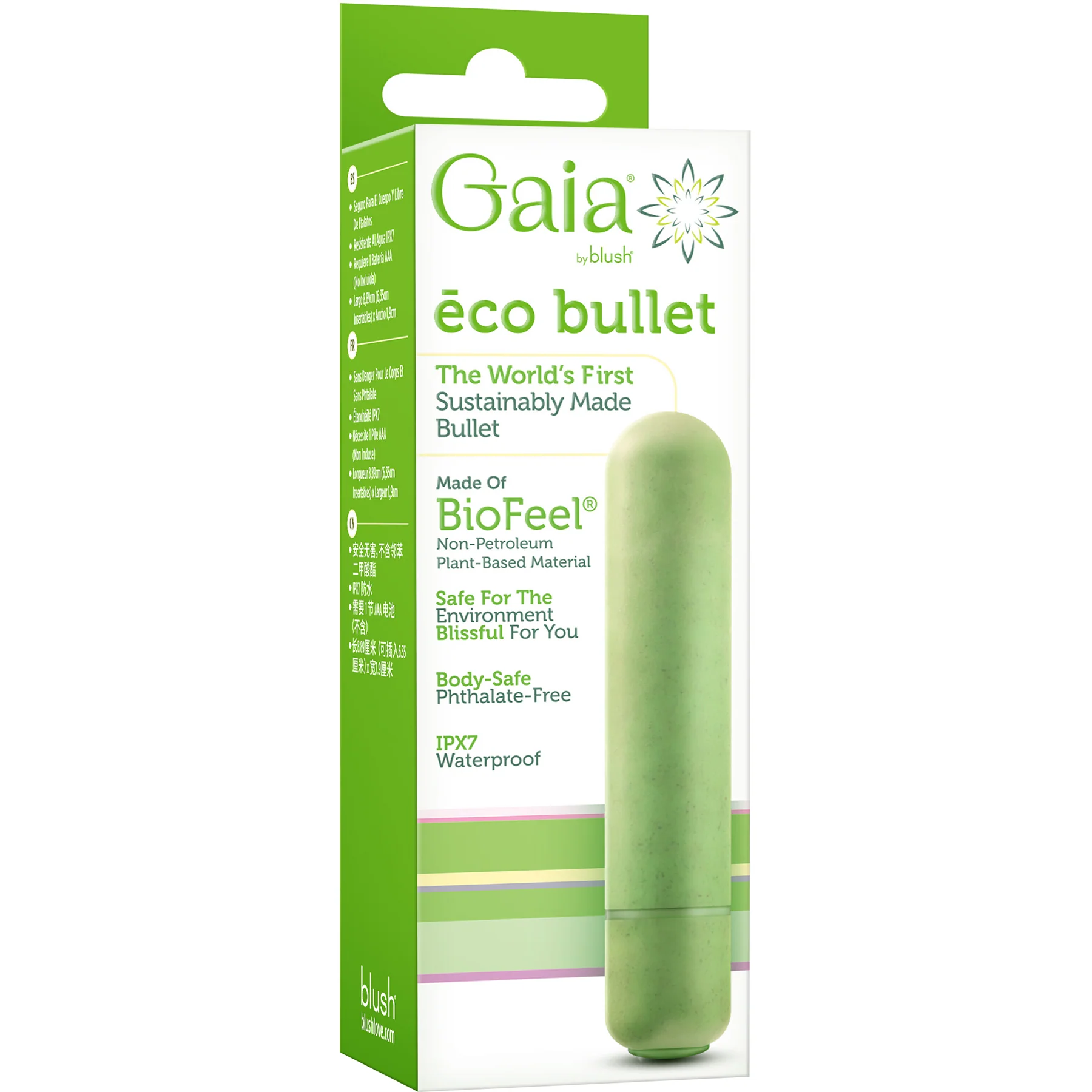 Gaia Eco Bullet Biodegradable & Recyclable Mini Vibrator By Blush Novelties - Green - Image 6