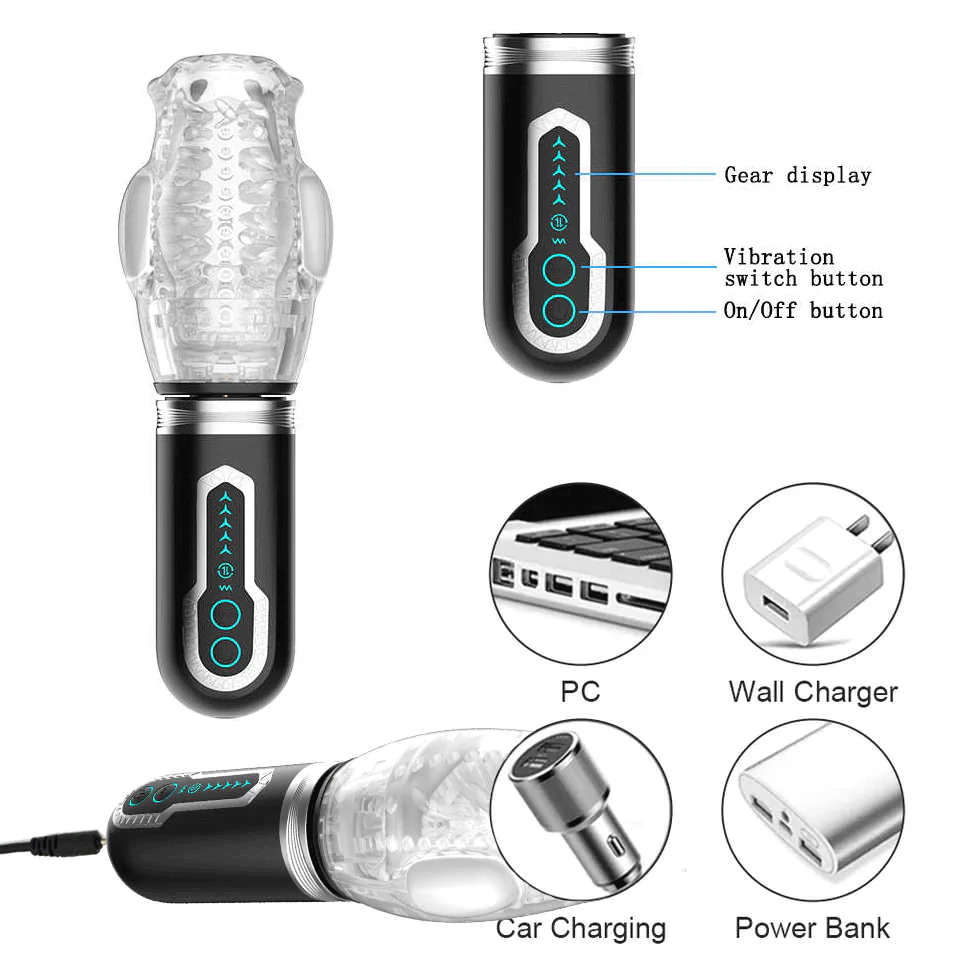 The Male Rose 3 Thrusting Rotating Vibrating Oral Sex Penis Masturbator - Image 8