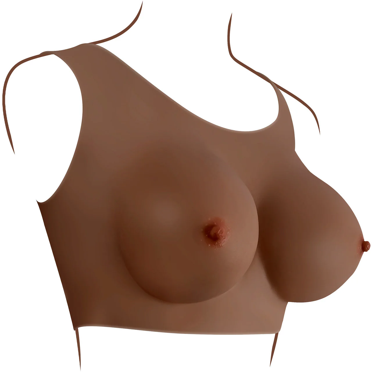 Gender X Undergarments Plate D-Cup Wearable Silicone Breasts - Chocolate - Image 4
