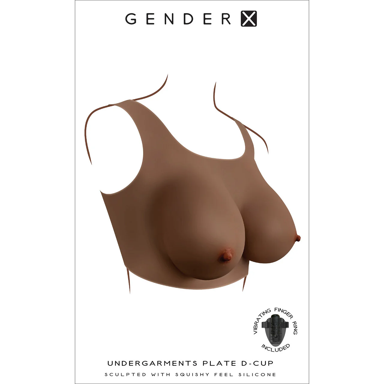 Gender X Undergarments Plate D-Cup Wearable Silicone Breasts - Chocolate - Image 7