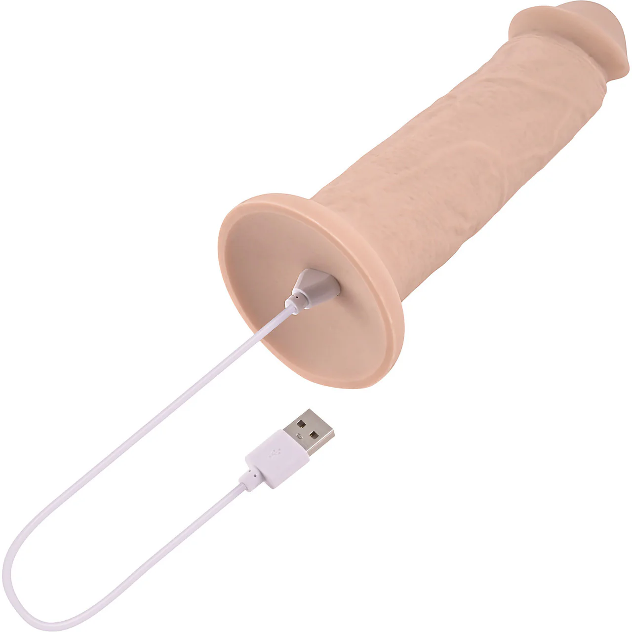 Girthy Vibrating Rechargeable Waterproof 7" Silicone Suction Cup Dildo By Evolved Novelties - Vanilla - Image 5