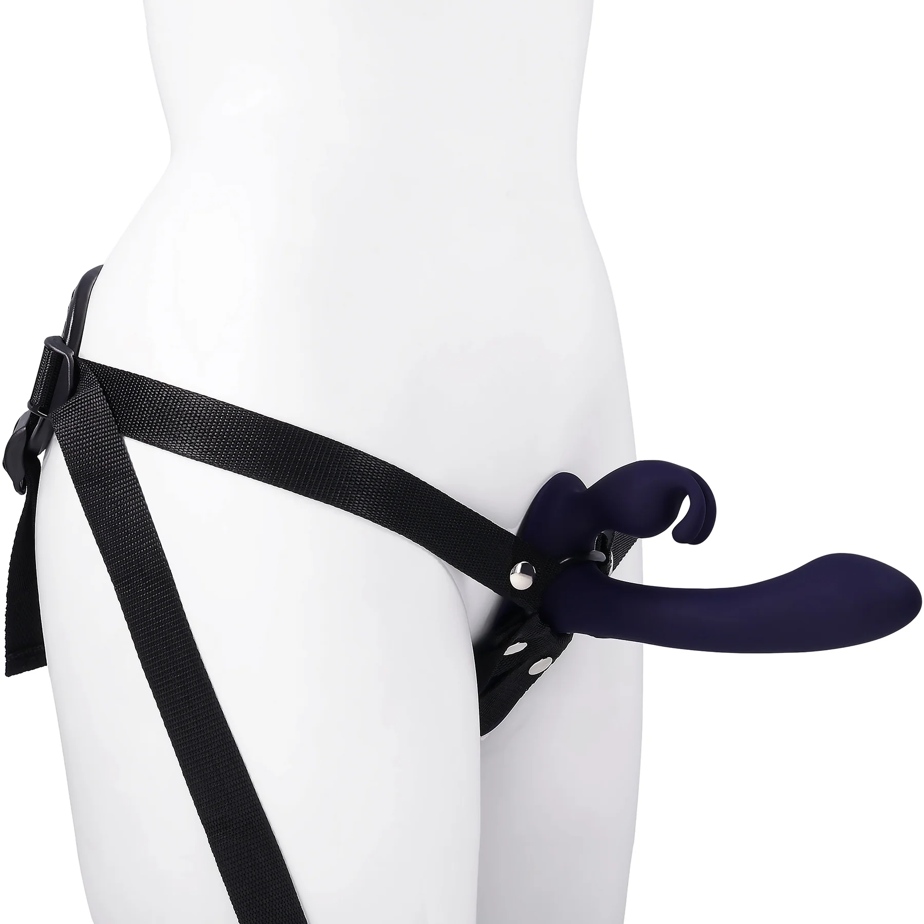 Giving Vibes Rechargeable Silicone Triple Stimulation Strap-On Vibrator By Evolved Novelties