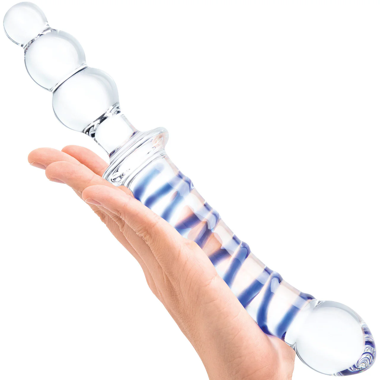 Gläs 10" Twister Dual-Ended Glass Dildo  - Clear & Blue - Image 5