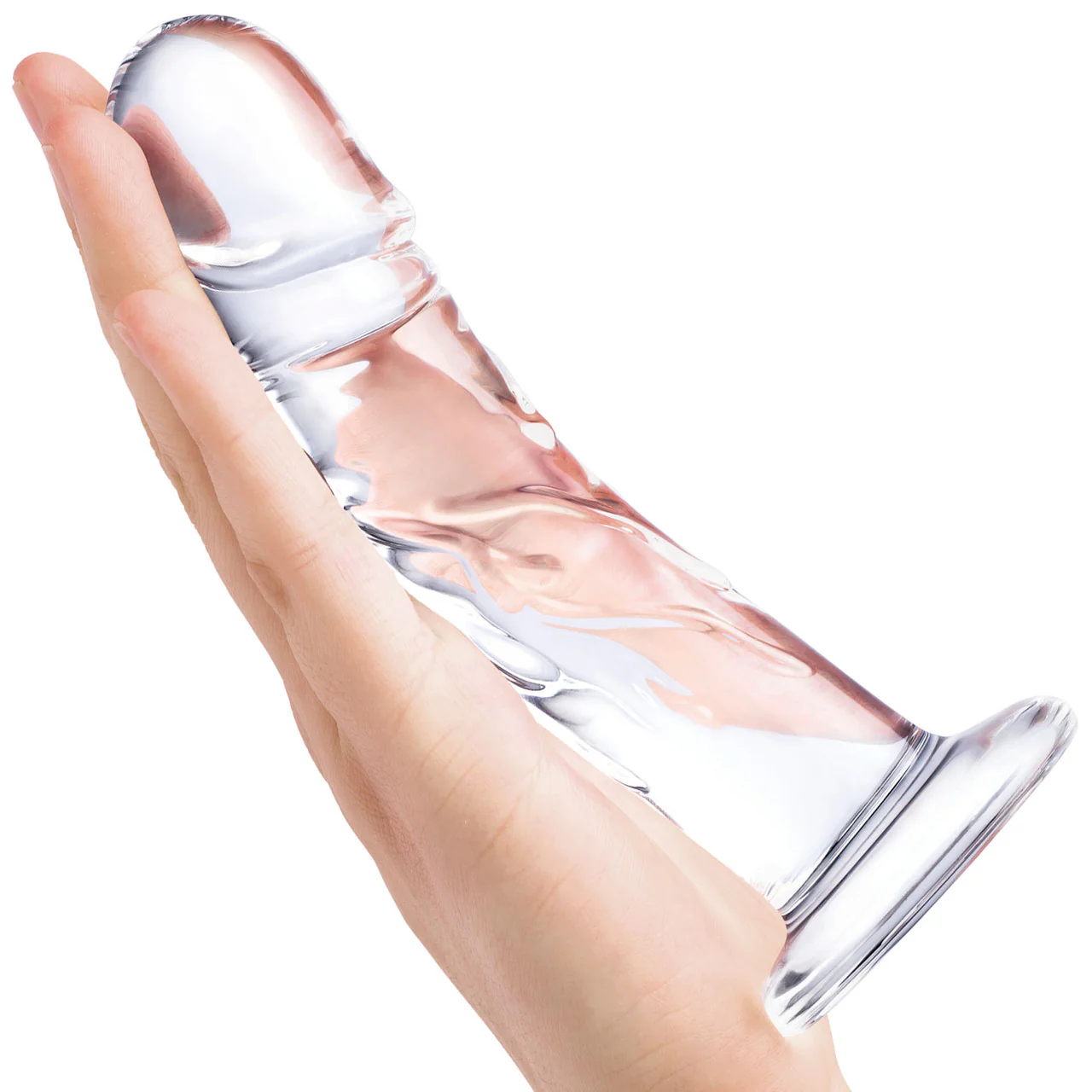 Gläs 7" Curved Realistic Glass Dildo With Veins - Clear - Image 4