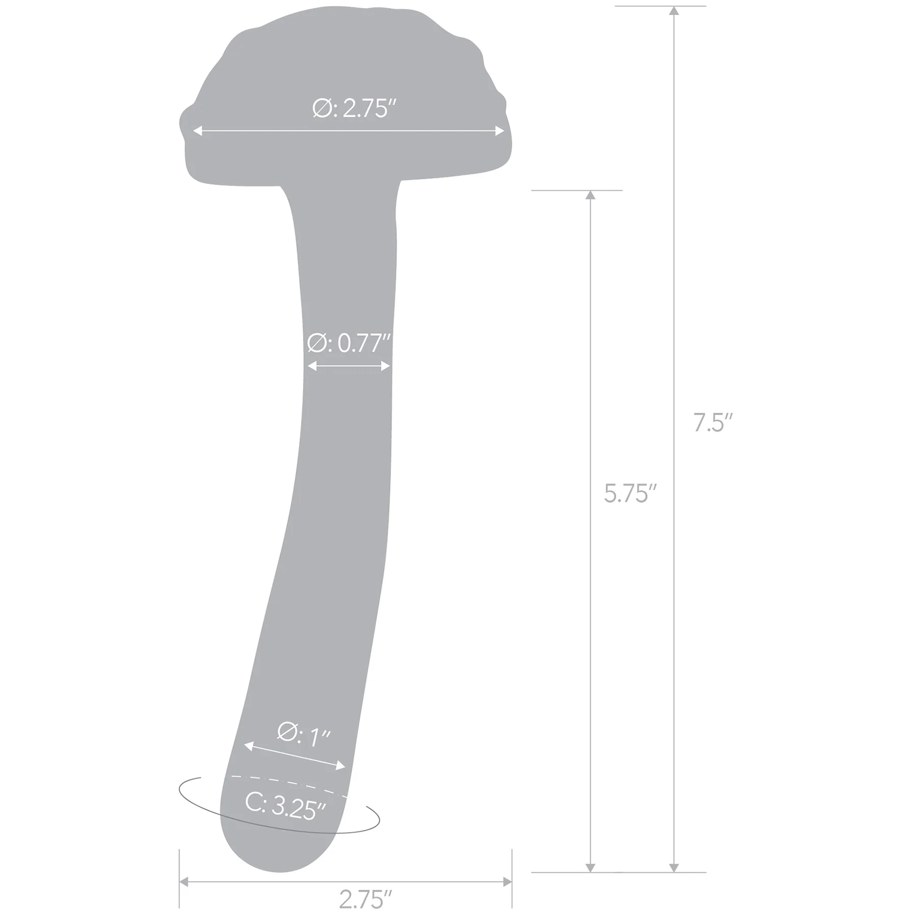 Gläs Magic Mushroom Dildo 7.5" Glass Dildo - Image 5