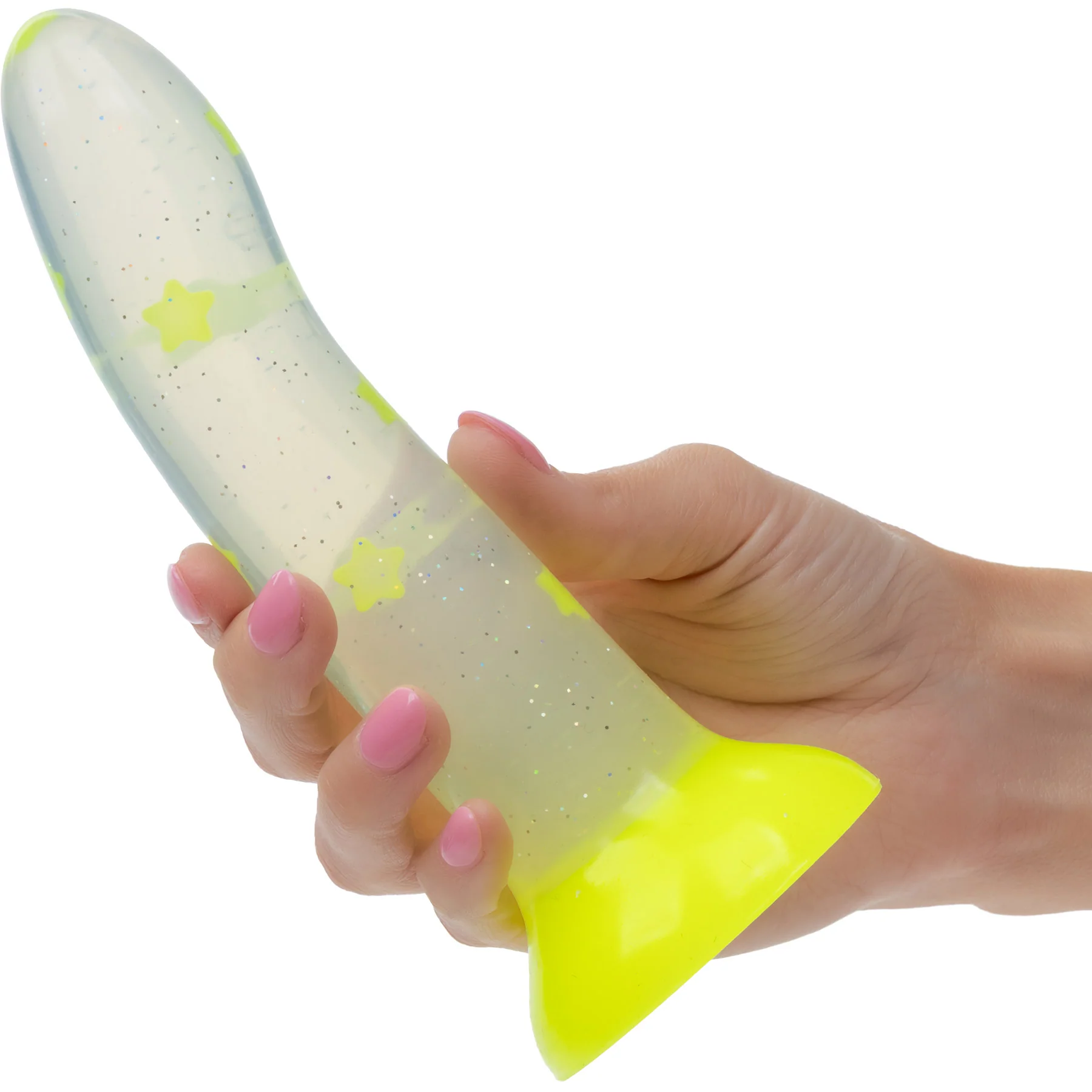Glow Stick Star 6" Glow In The Dark Silicone Suction Cup Dildo By CalExotics - Image 2