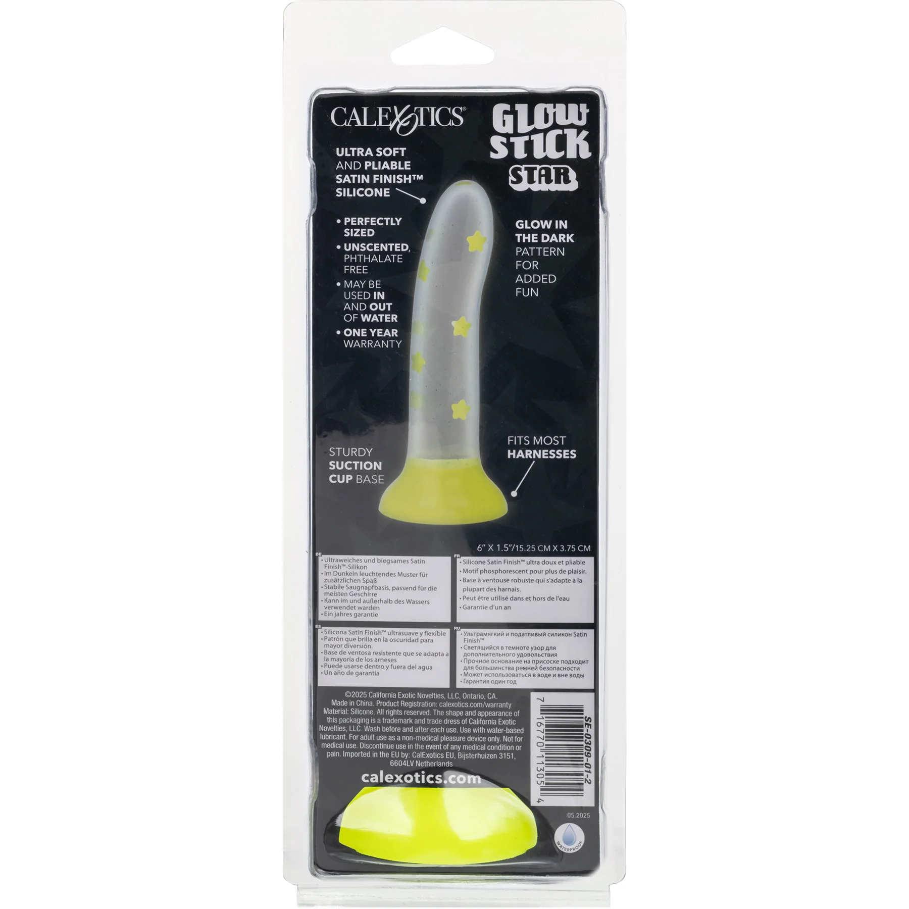 Glow Stick Star 6" Glow In The Dark Silicone Suction Cup Dildo By CalExotics - Image 7