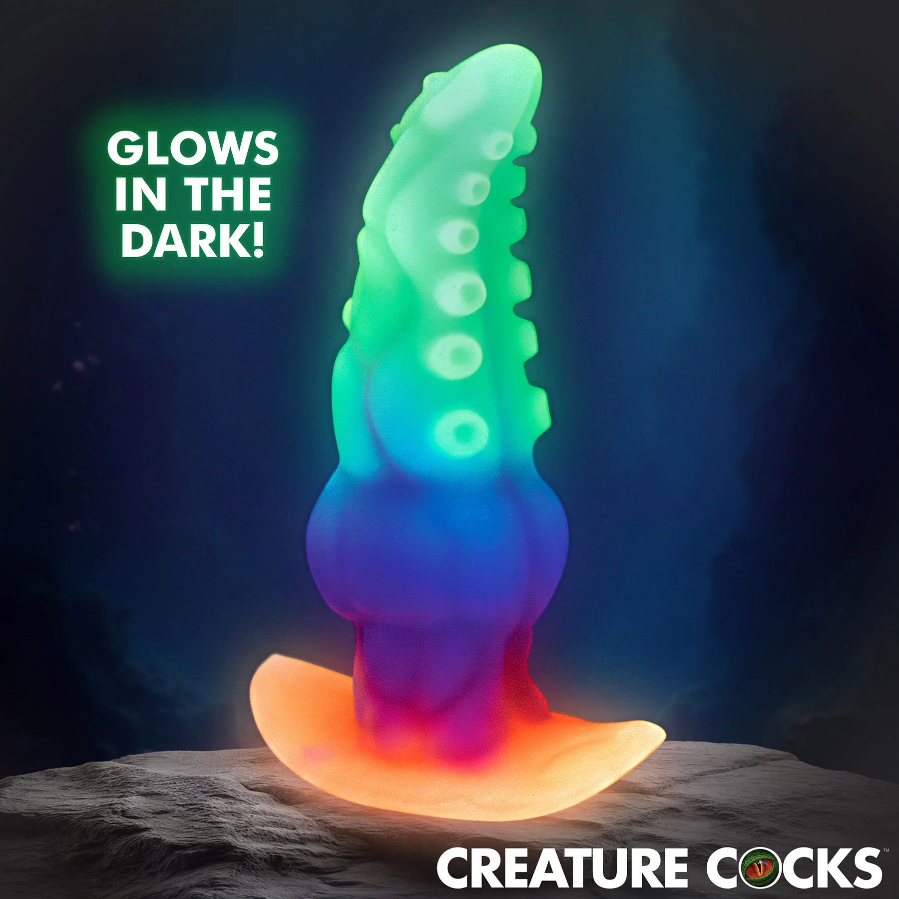 Glowtopus Glow-In-The-Dark Silicone Anal Plug By Creature Cocks - Image 4