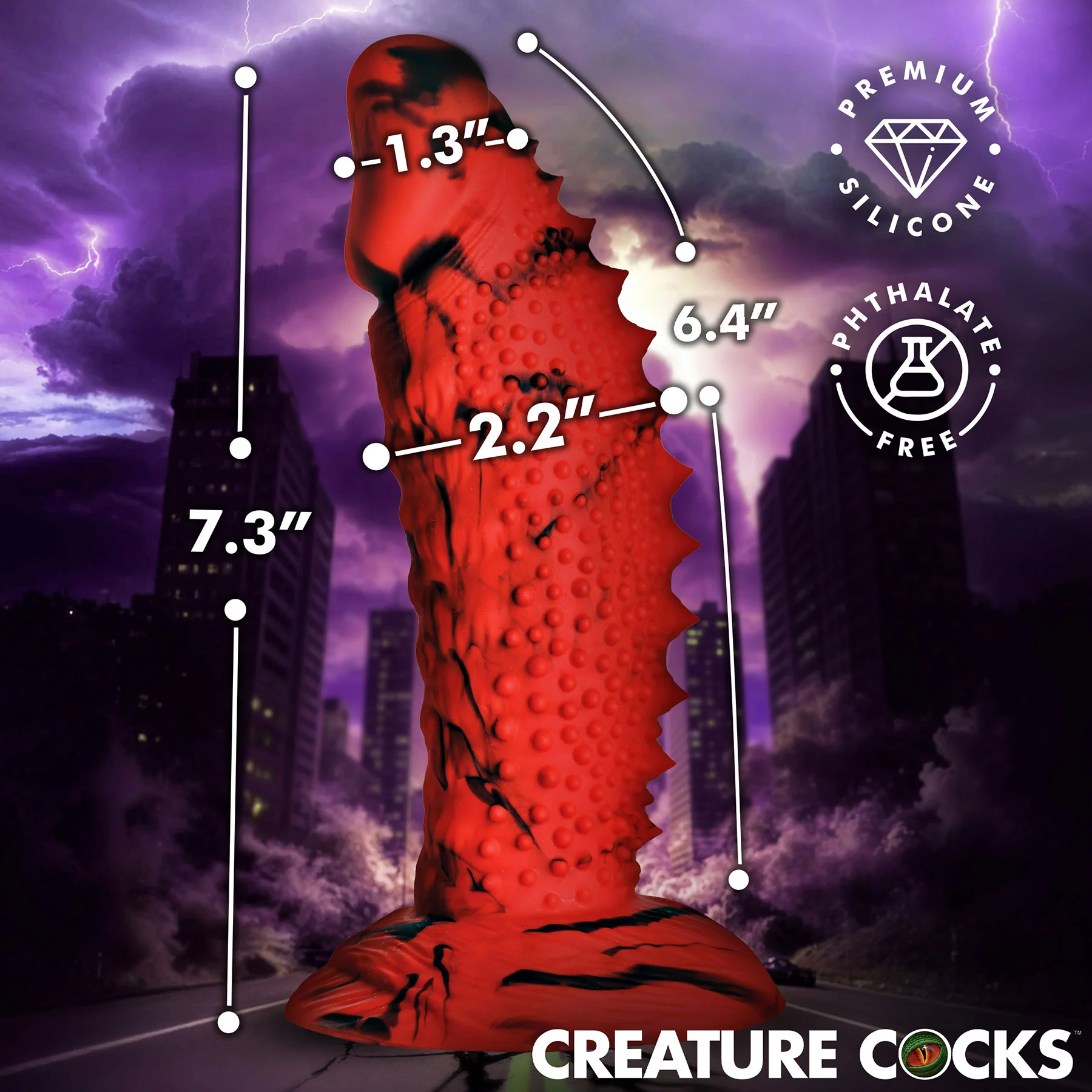 Gojira 7.3" Silicone Suction Cup Dildo By Creature Cocks - Image 9