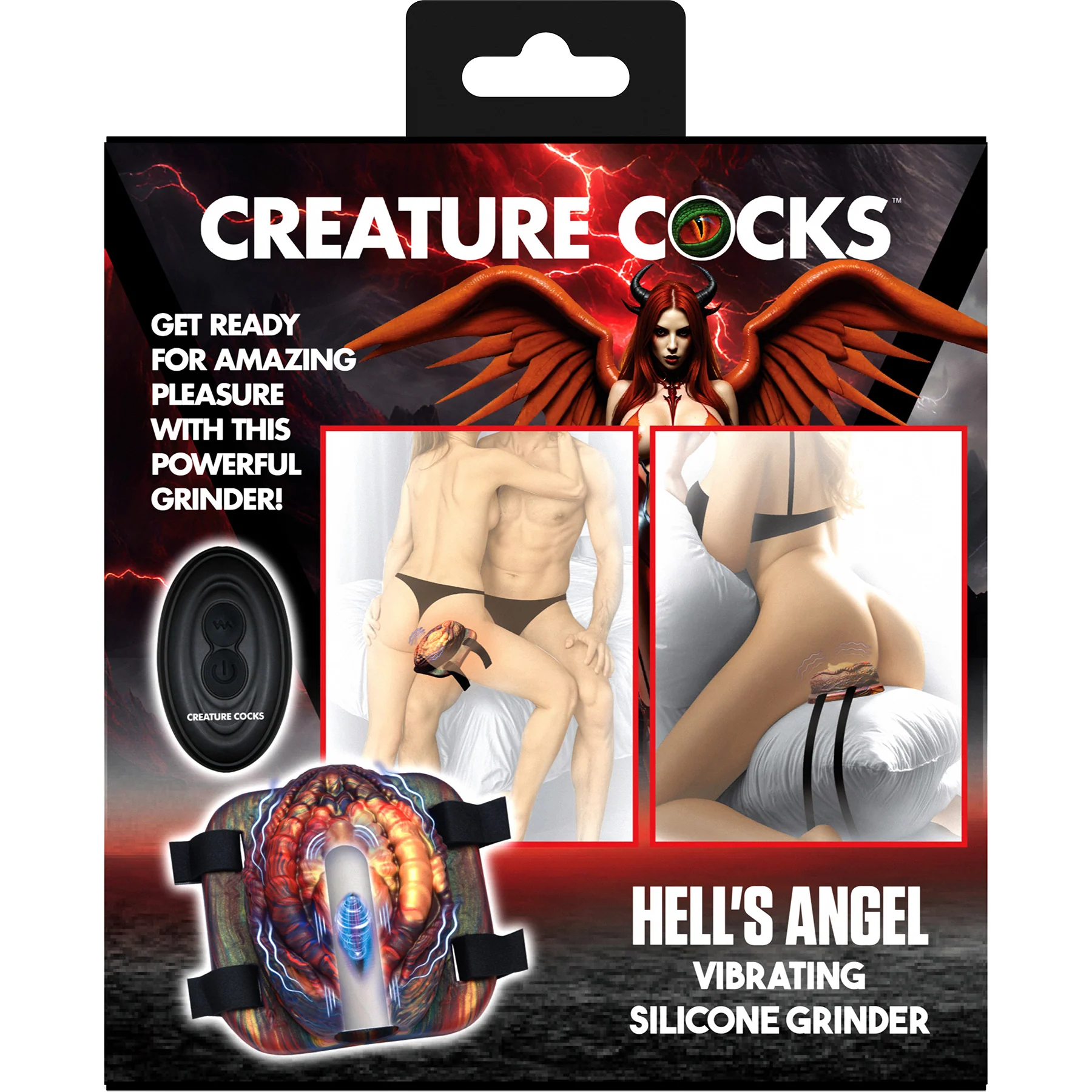 Hell's Angel Rechargeable Silicone Vibrating Grinder With Strap & Remote By Creature Cocks - Image 12