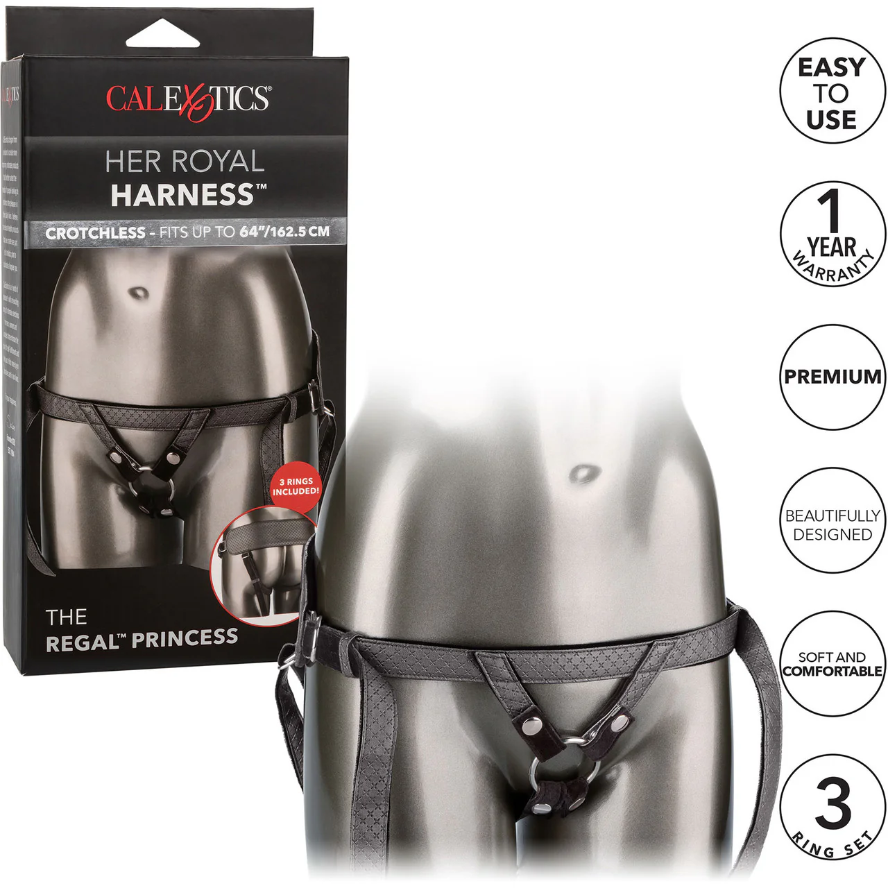 Her Royal Harness The Regal Princess O-Ring Harness by CalExotics - Pewter - Image 5