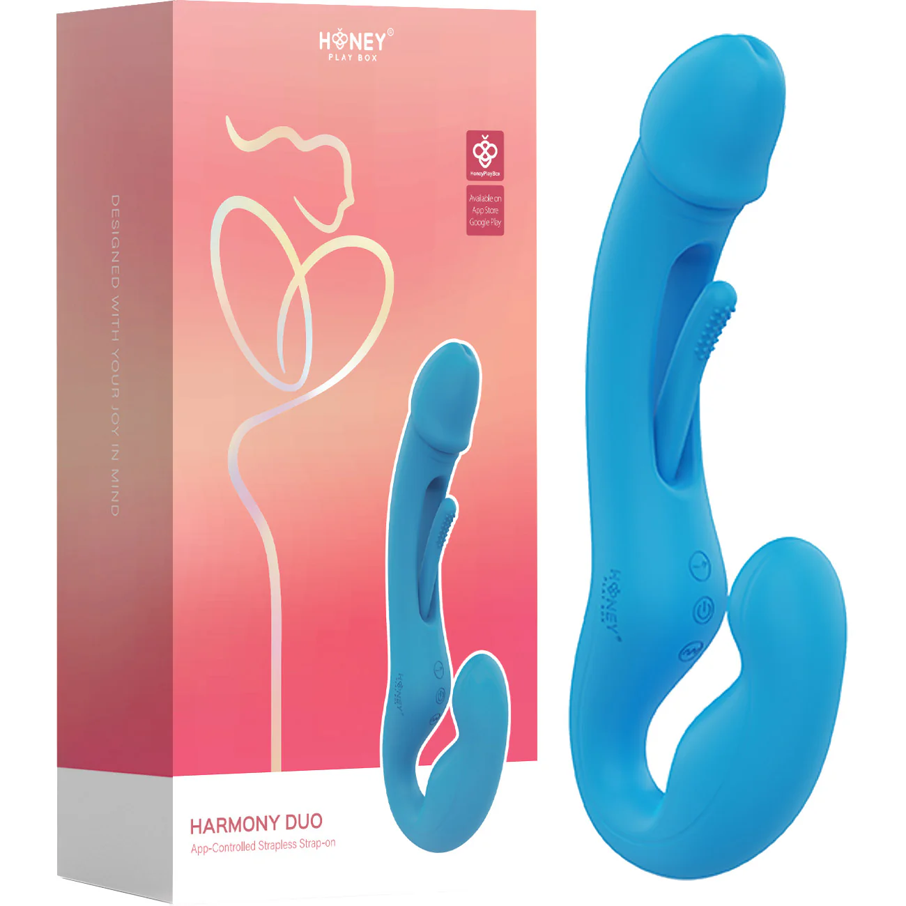 Honey Play Box Harmony Duo App Enabled Tapping Finger Silicone Strapless Strap-On - Image 9
