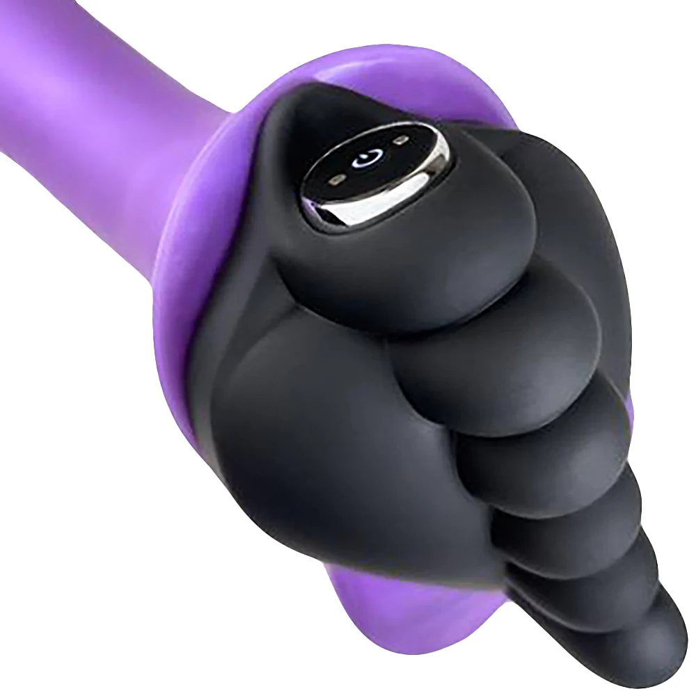 Honeybunch Soft Silicone Dildo Base with Vibe Pocket for Harness Play By Banana Pants - Black - Image 8
