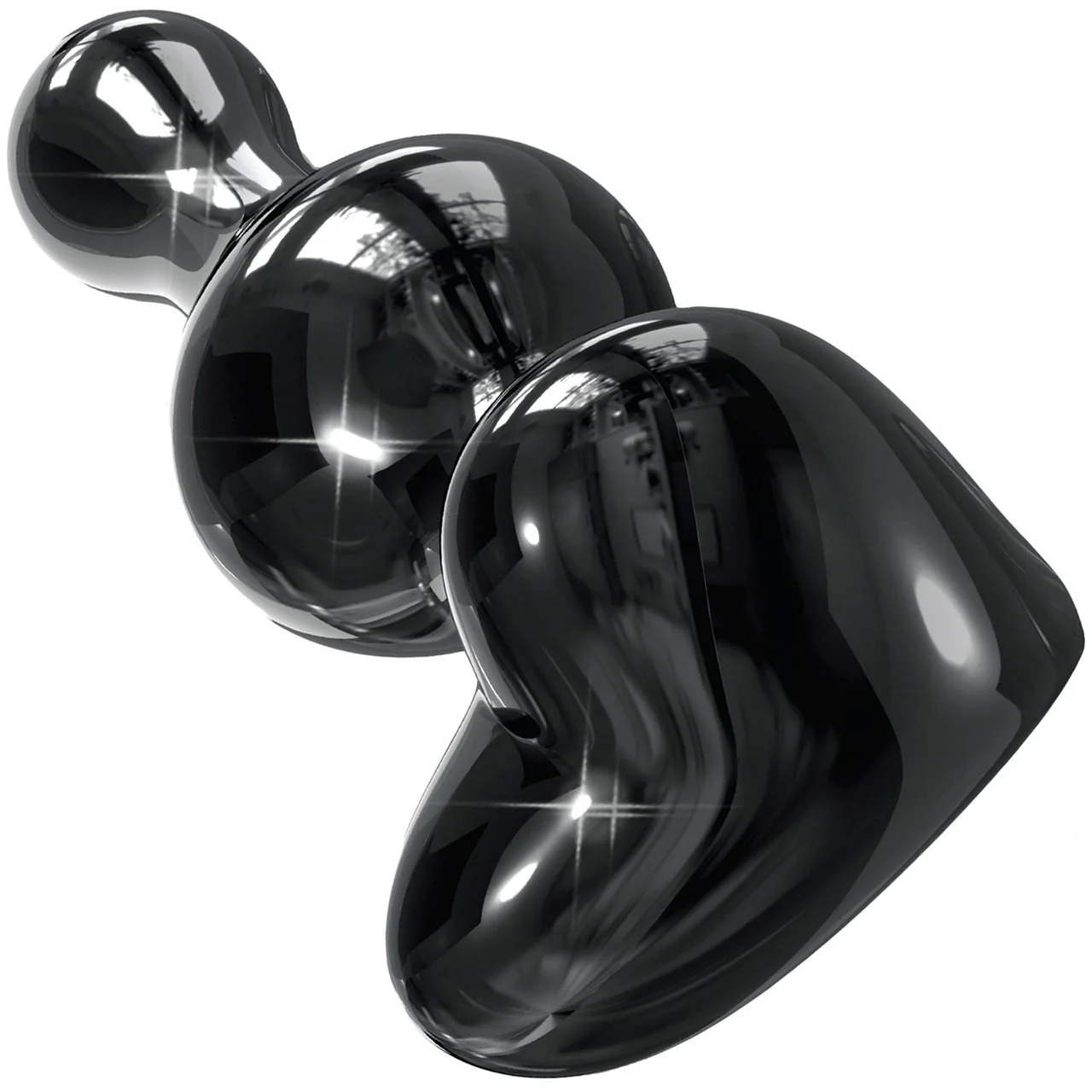Icicles No. 74 Black Glass Anal Plug With Heart Shaped Base - Image 2