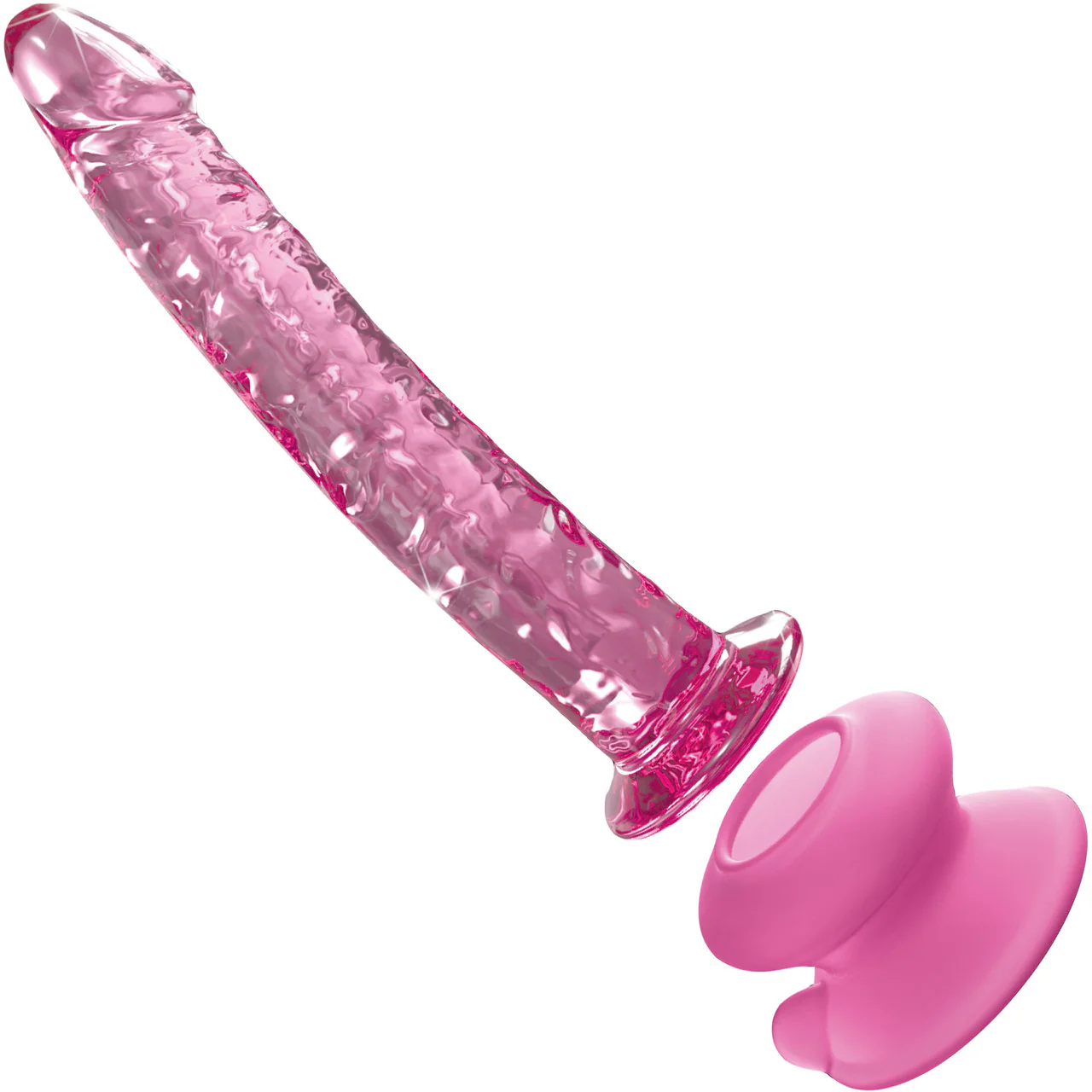 Icicles No. 86 Glass Dildo With Flexible Suction Cup Base - Pink - Image 2