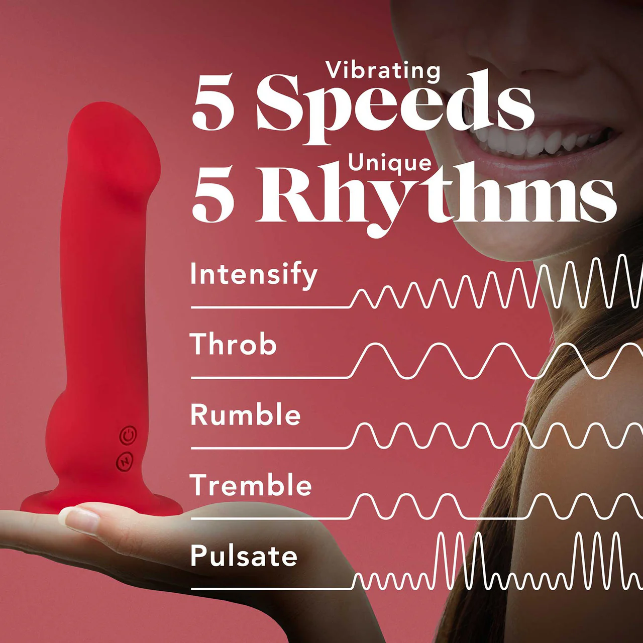 Impressions Las Vegas Rechargeable Waterproof Silicone Suction Cup Vibrator By Blush - Crimson - Image 7