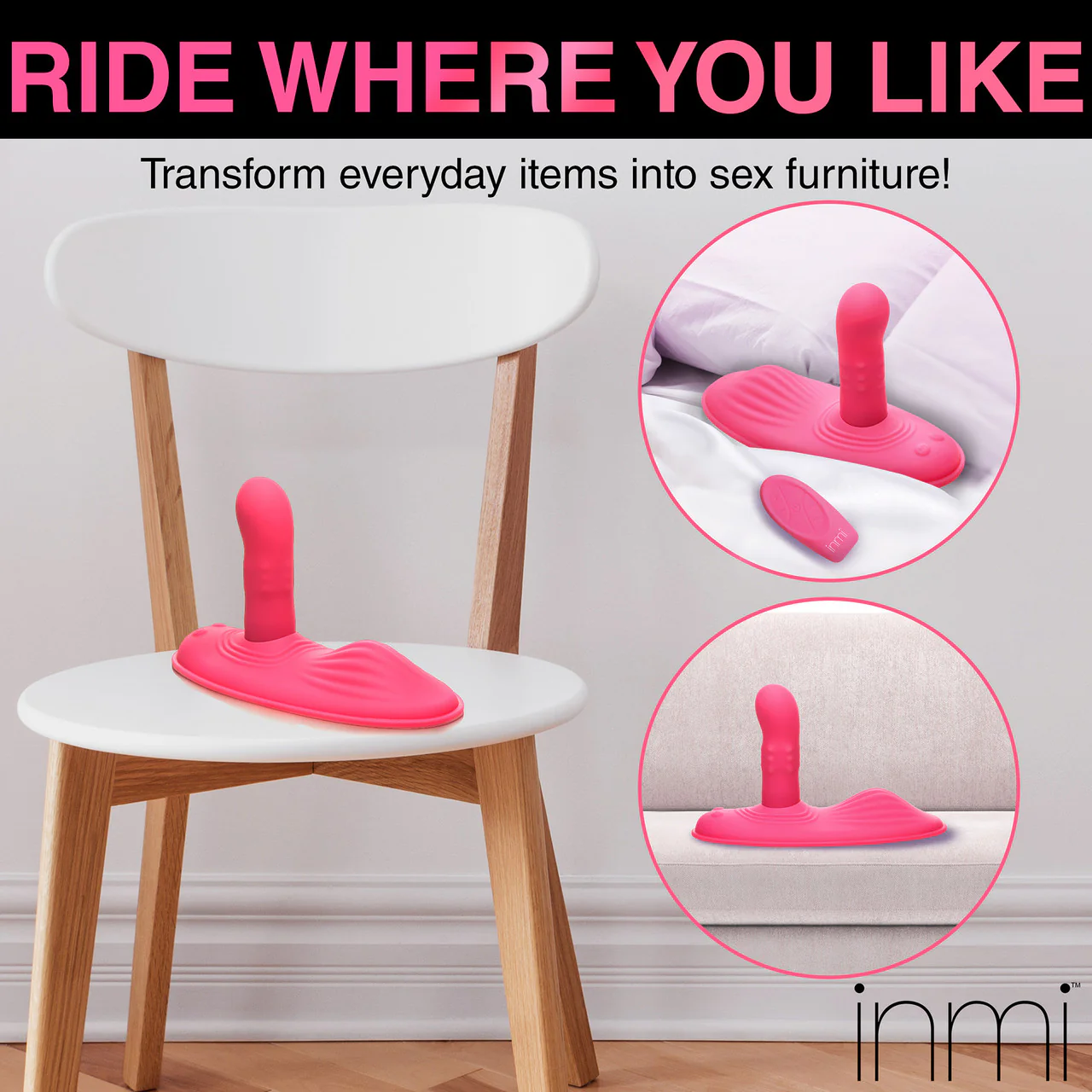 Inmi Spin 'N' Grind Rotating & Vibrating Silicone Rechargeable Grinder With Remote - Pink - Image 18