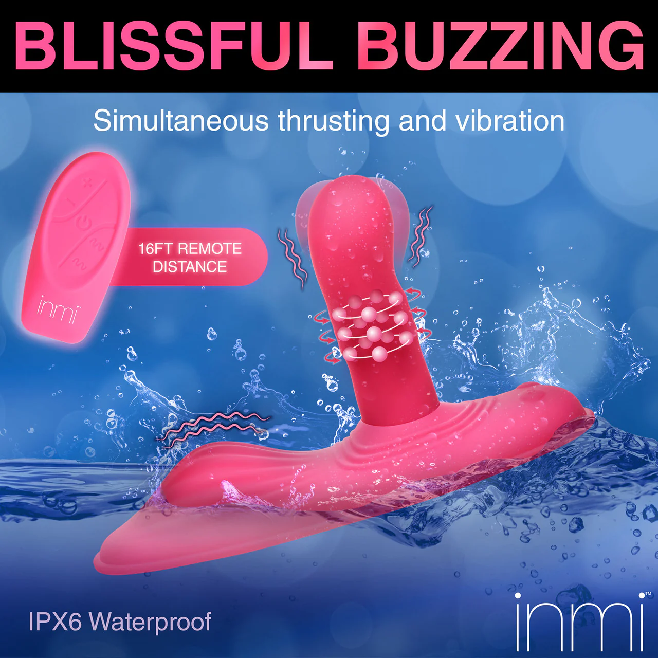 Inmi Spin 'N' Grind Rotating & Vibrating Silicone Rechargeable Grinder With Remote - Pink - Image 19