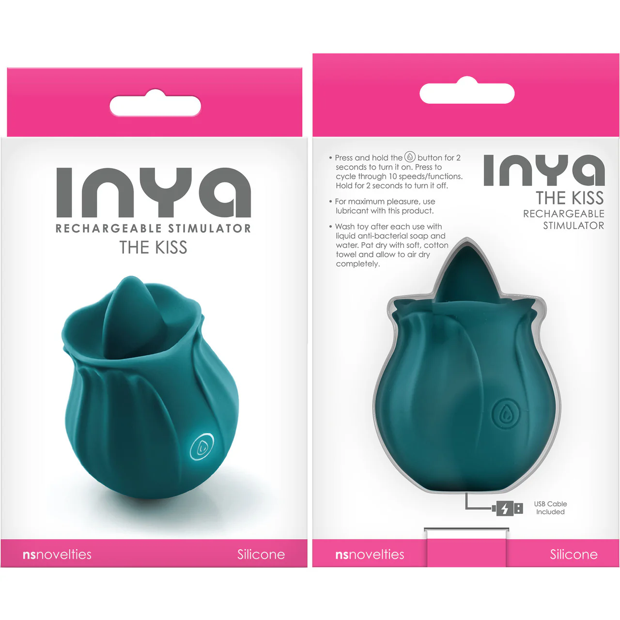 Inya The Kiss Rechargeable Silicone Clitoral Stimulator - Teal - Image 3