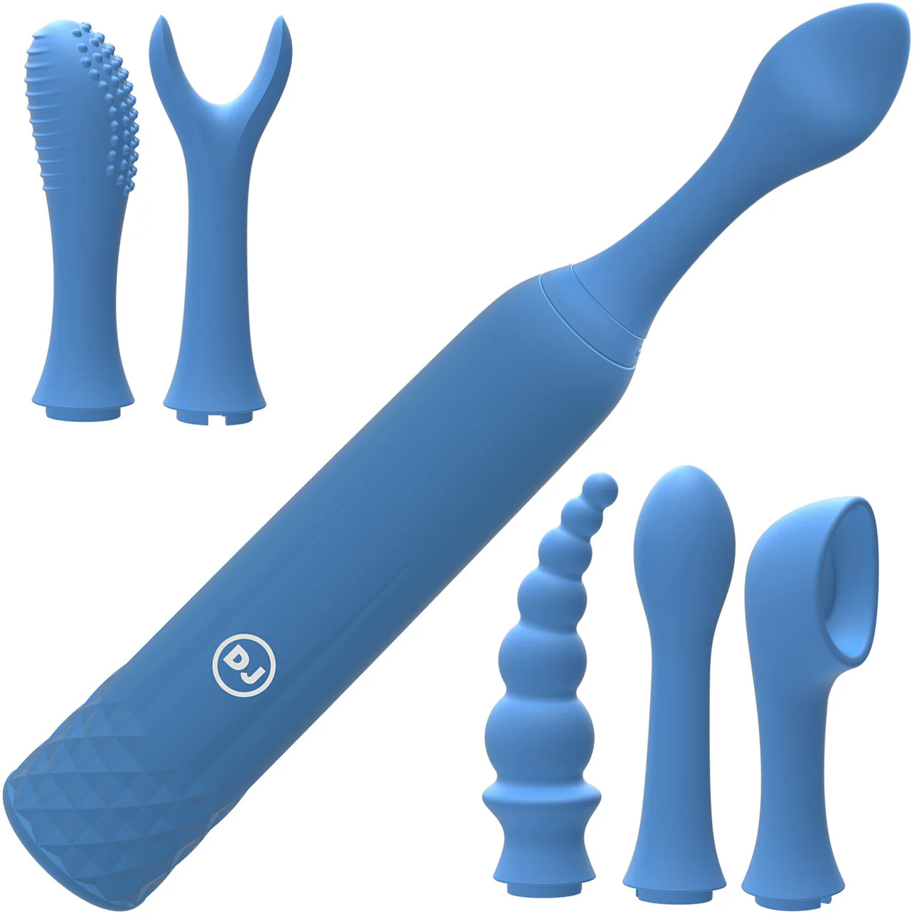 iVibe Select iQuiver Silicone Rechargeable 7 Piece Clitoral Vibrator Set  By Doc Johnson - Periwinkle