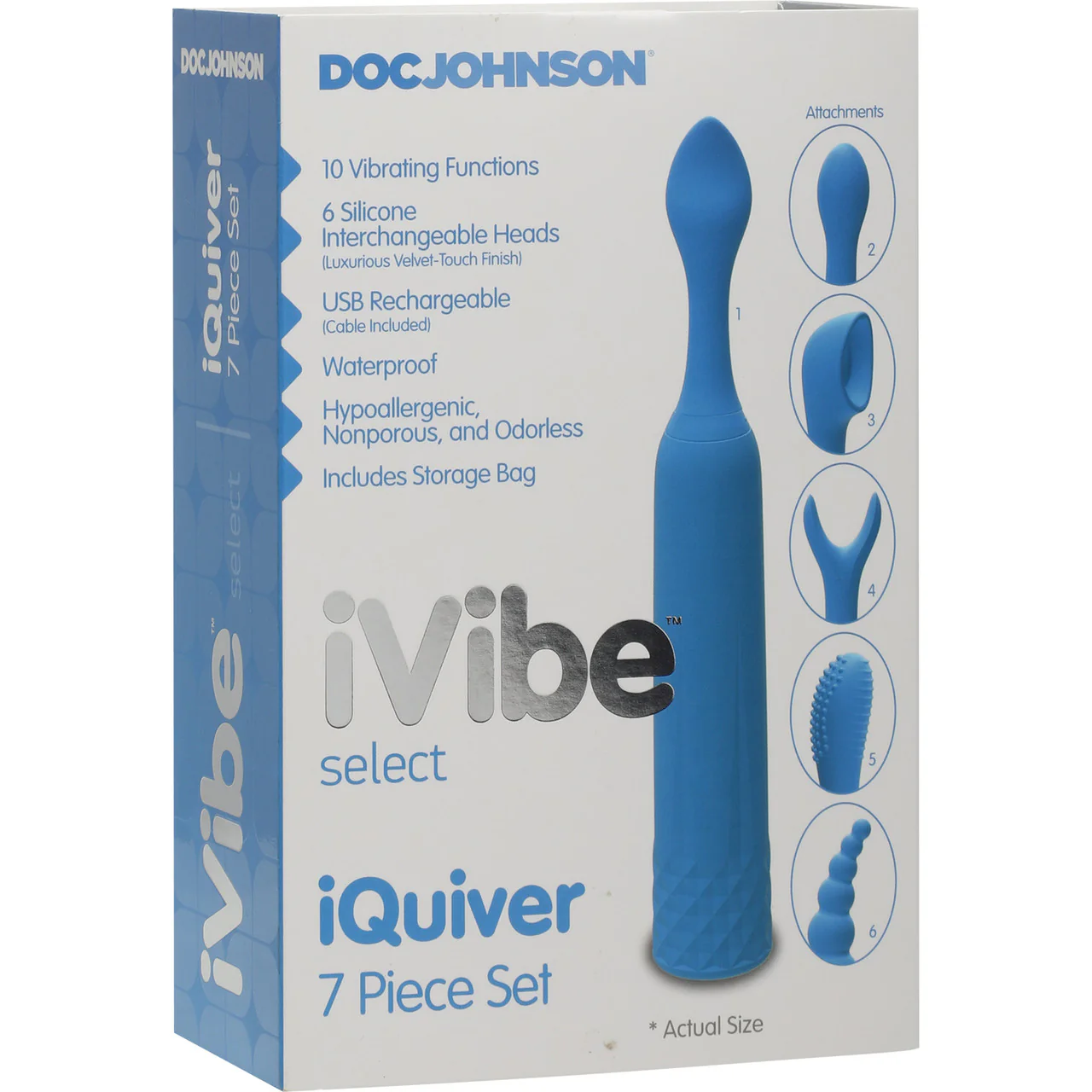 iVibe Select iQuiver Silicone Rechargeable 7 Piece Clitoral Vibrator Set  By Doc Johnson - Periwinkle - Image 2