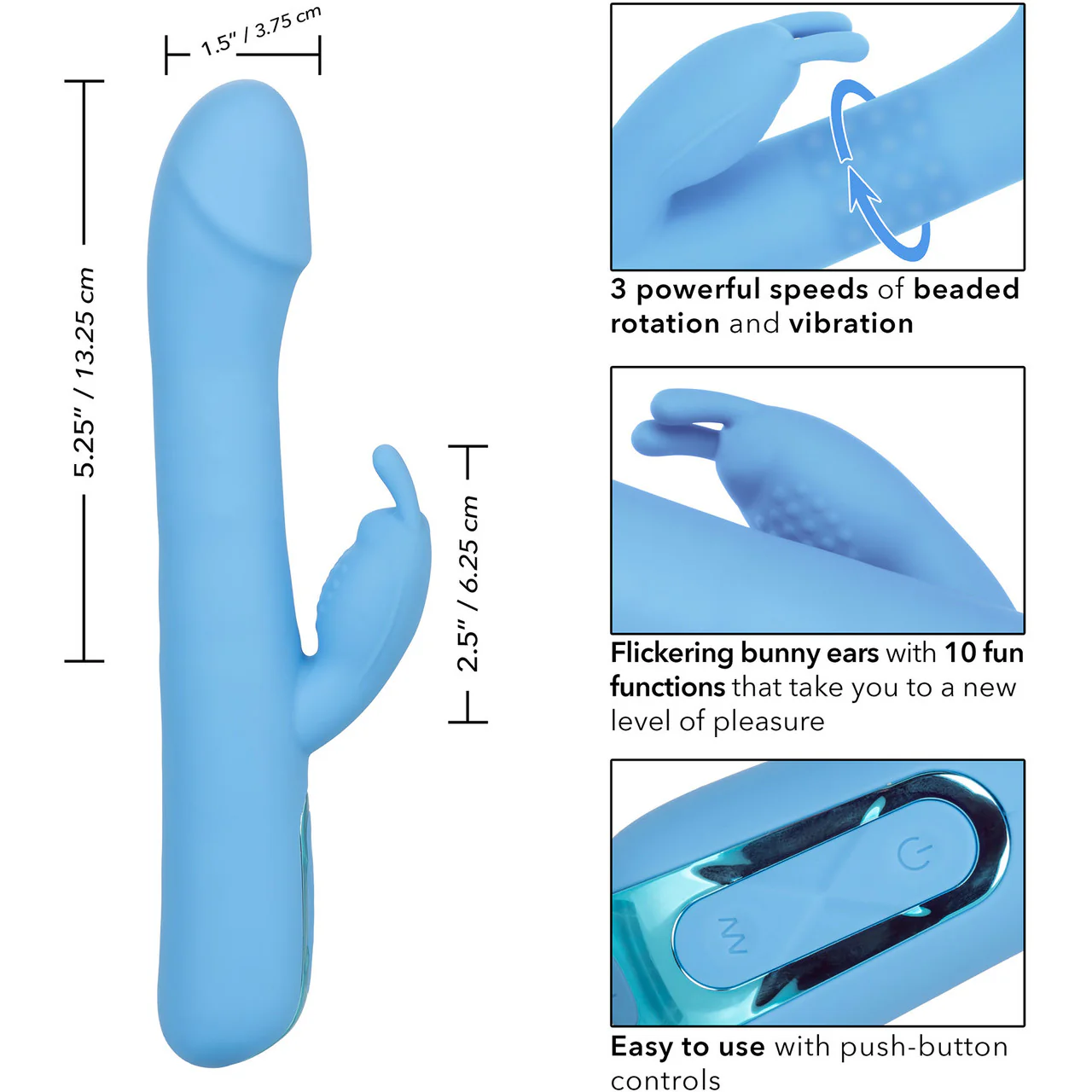 Jack Rabbit Elite Rotating Rabbit Silicone Rechargeable Dual Stimulation Vibrator By CalExotics - Image 9