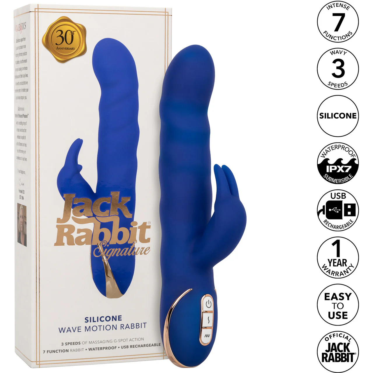 Jack Rabbit Signature Silicone Wave Motion Rabbit Rechargeable Dual Stimulation Vibrator By CalExotics - Image 8