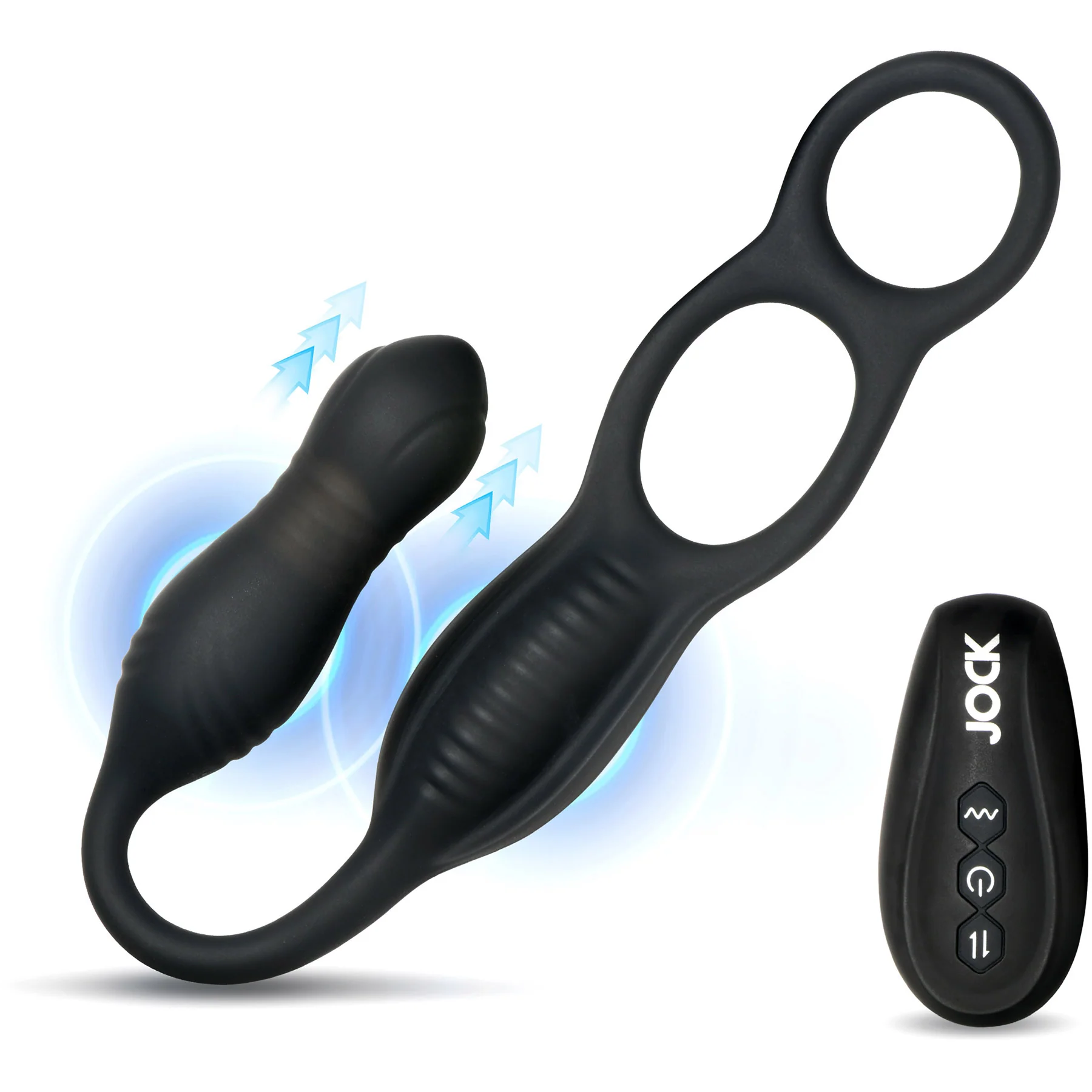 Jock Hyper Thrusting & Vibrating Anal Plug With Cock Ring With Remote - Image 4