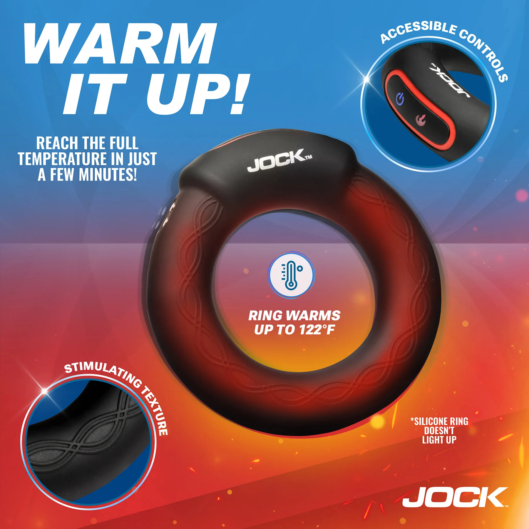 Jock Rumbler Vibrating & Warming Rechargeable Cock Ring With Remote - Image 6