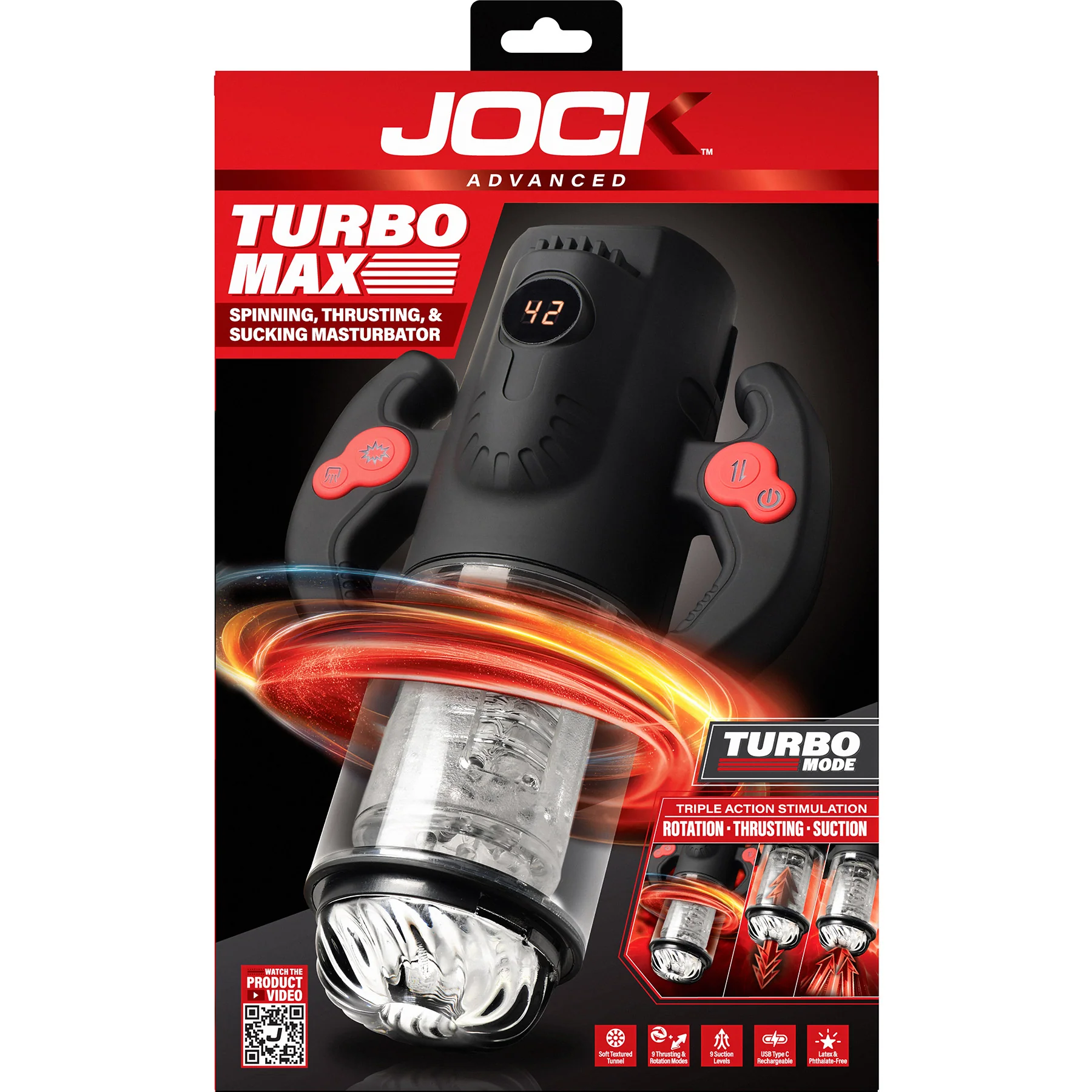Jock Turbo Max Spinning, Thrusting, & Sucking Rechargeable Penis Masturbator - Image 16