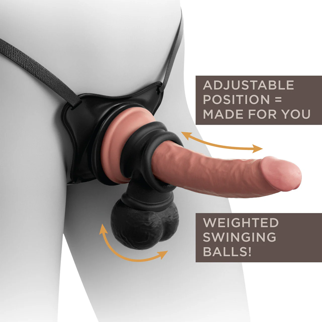 King Cock Elite Deluxe Body Dock Strap-On Kit With Swinging Crown Jewels & Silicone 8 Inch Dildo - Vanilla - Image 11