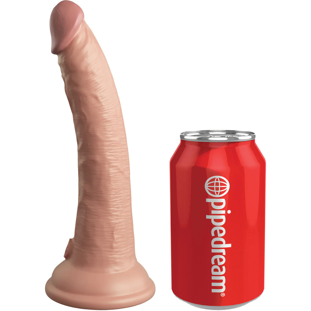 King Cock Elite Dual Density 7" Vibrating Silicone Suction Cup Dildo With Remote - Vanilla - Image 3