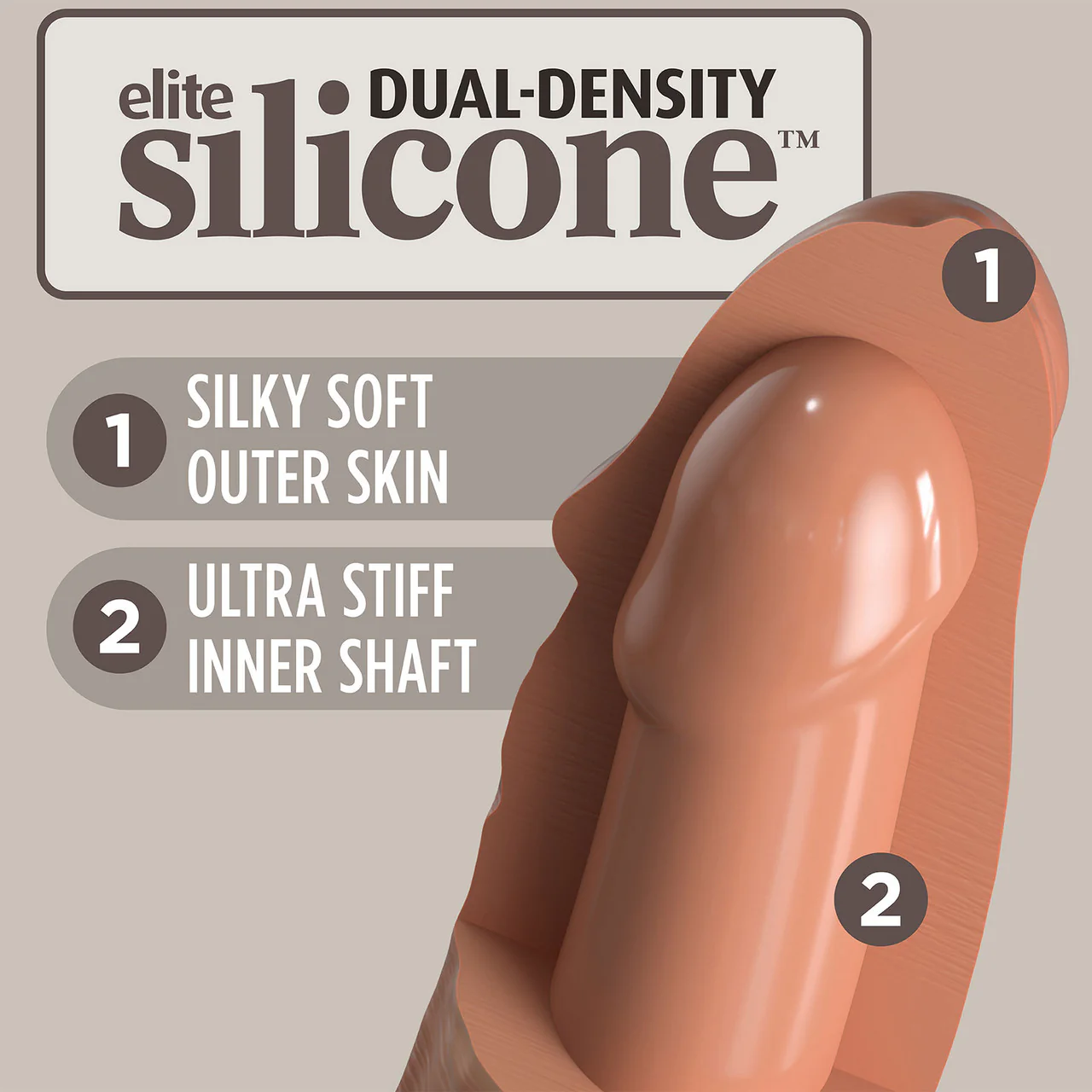 King Cock Elite Dual Density 8" Silicone Suction Cup Dildo - Caramel - Image 4