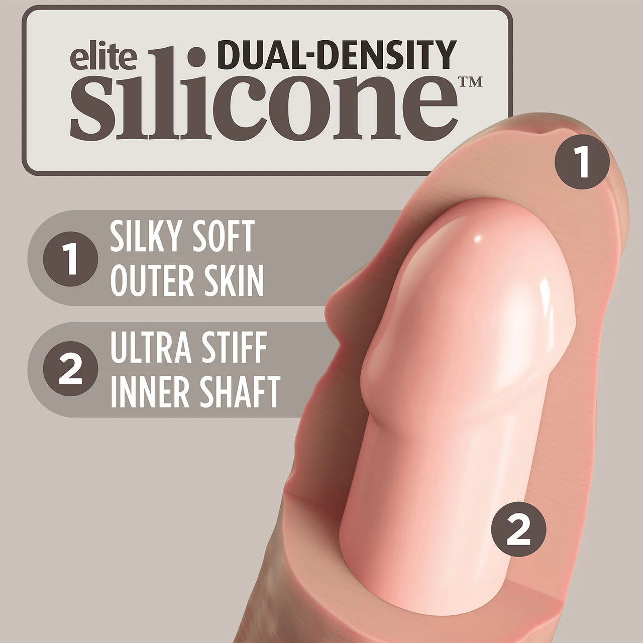 King Cock Elite Dual Density 8" Silicone Suction Cup Dildo - Vanilla - Image 4