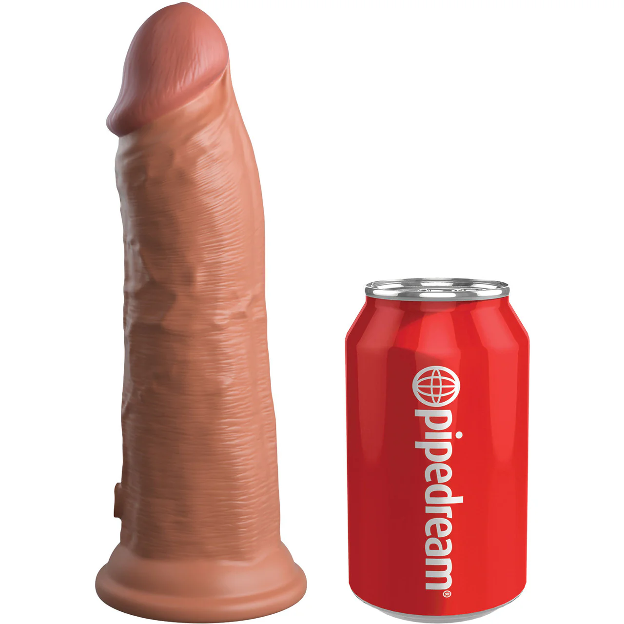 King Cock Elite Dual Density 8" Vibrating Silicone Suction Cup Dildo - Caramel - Image 3