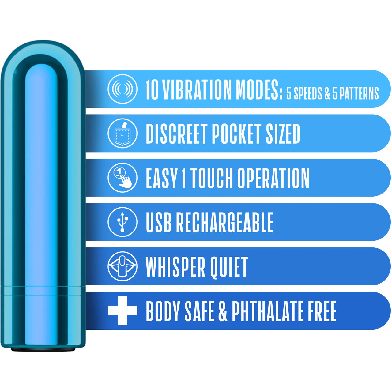 Kool Vibes Rechargeable Mini Bullet Vibrator By Blush - Blueberry - Image 5