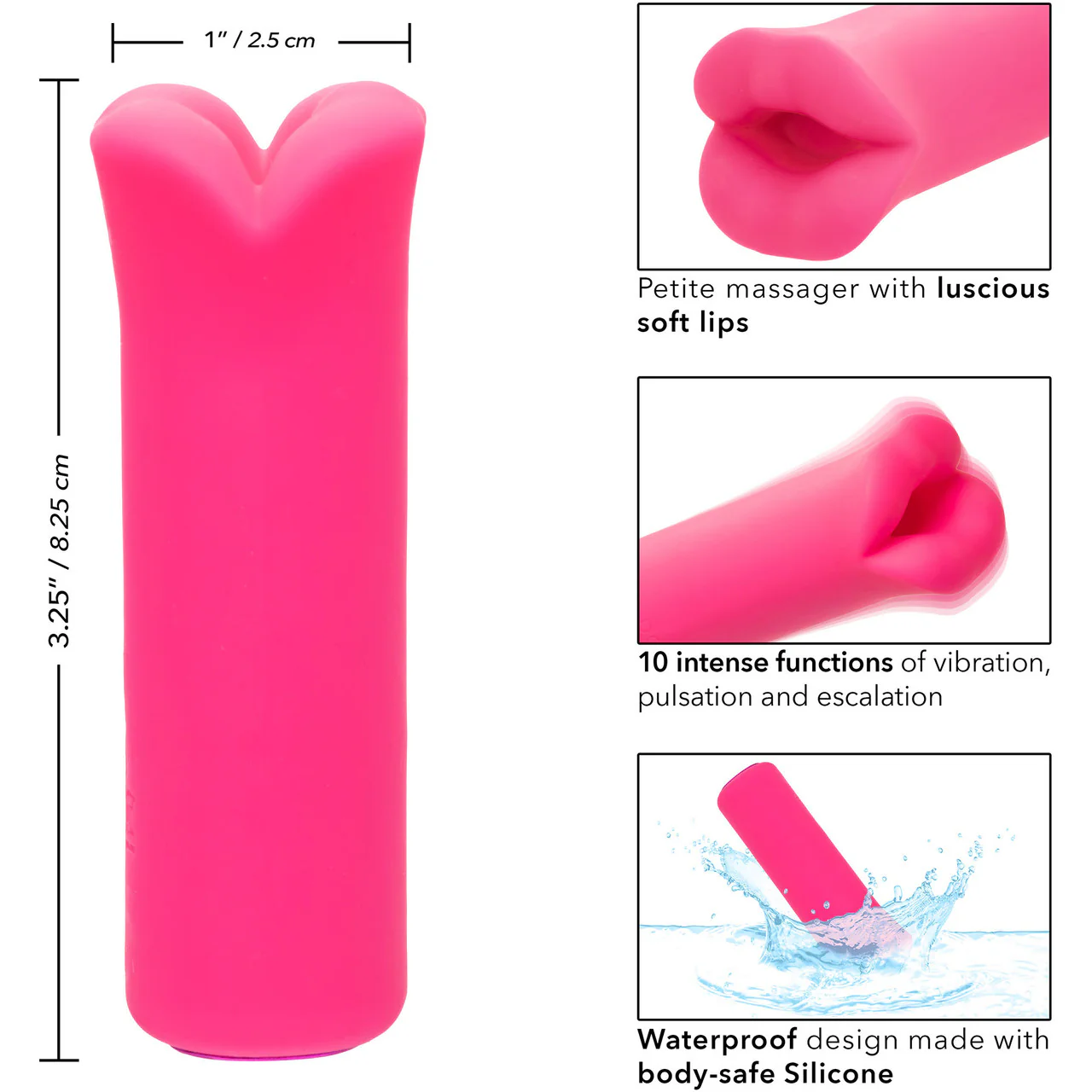 Kyst Lips Powerful Waterproof Rechargeable Bullet Vibrator By CalExotics - Pink - Image 10