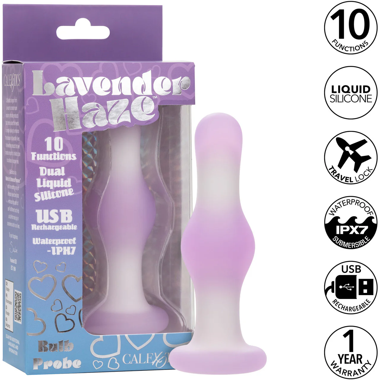 Lavender Haze™ Bulb Probe Rechargeable Waterproof Silicone Vibrating Butt Plug - Image 9