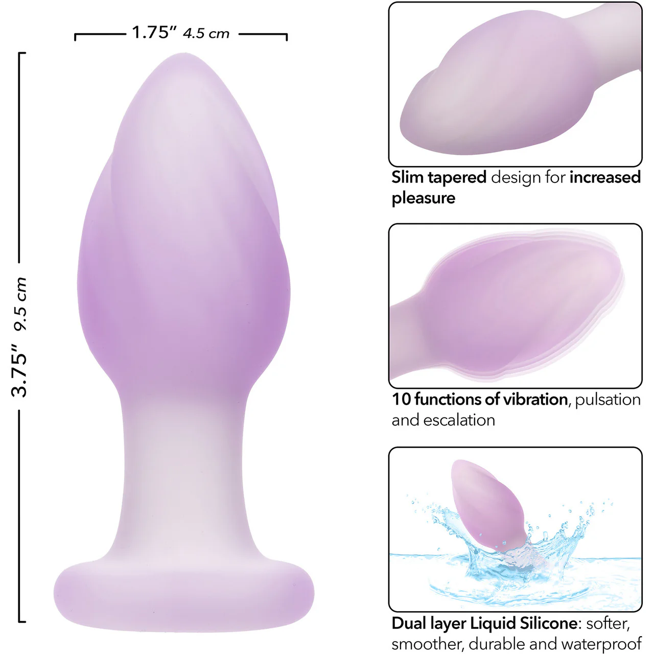 Lavender Haze™ Ridge Probe Rechargeable Waterproof Silicone Vibrating Butt Plug - Image 8