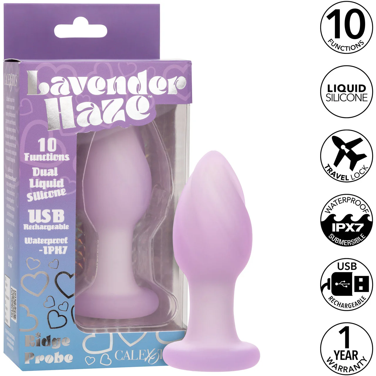 Lavender Haze™ Ridge Probe Rechargeable Waterproof Silicone Vibrating Butt Plug - Image 9